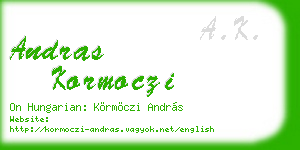 andras kormoczi business card