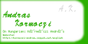 andras kormoczi business card